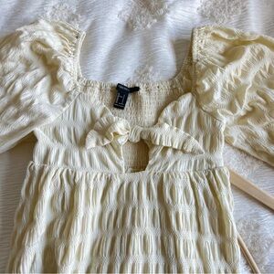 Forever 21 Cream Puff Sleeve Blouse with Smocked Details
